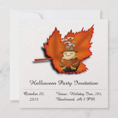 Scarecrow Fall Maple Foliage Party Invitation