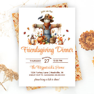 Scarecrow Friendsgiving Feast Thanksgiving Dinner  Invitation