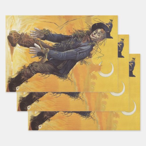 Scarecrow from Wizard of Oz Vintage Fairy Tales Wrapping Paper Sheets