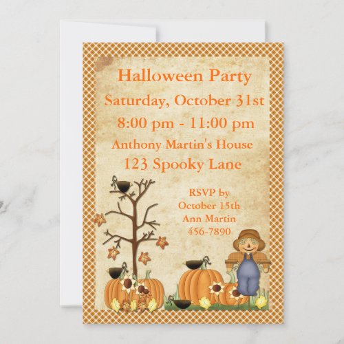 Scarecrow Halloween Party Invitation