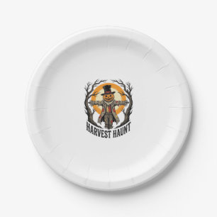Scarecrow Halloween Shirt Vintage Engraving Harves Paper Plates