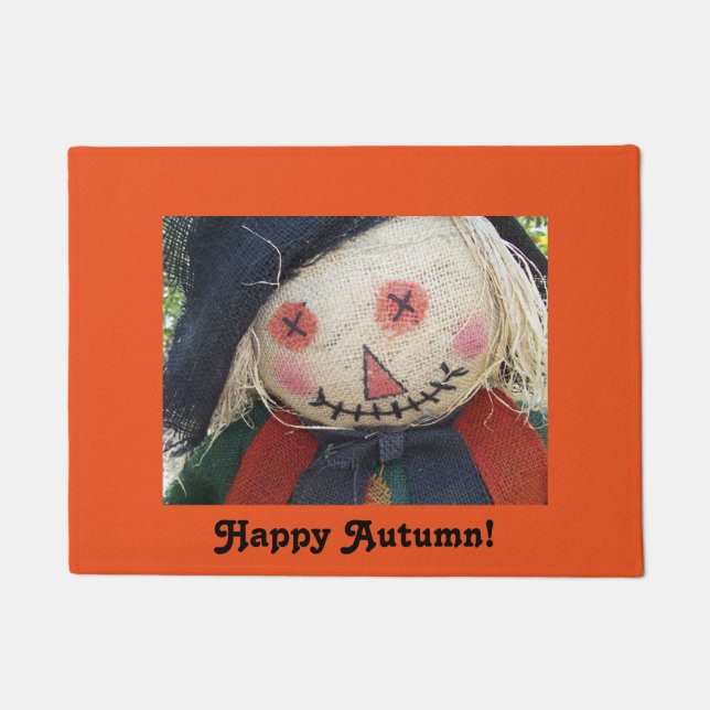Scarecrow Happy Autumn Door Mat (Front)