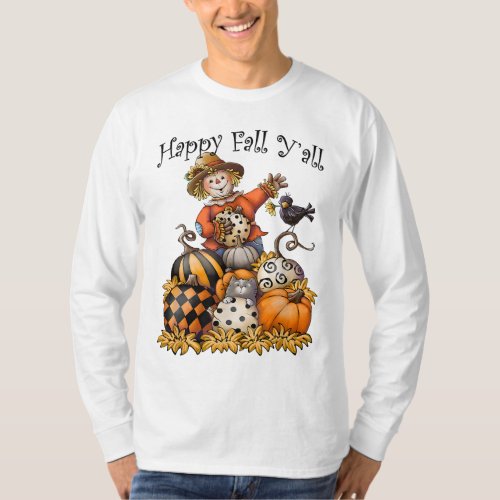 Scarecrow Happy Fall Yall Pumpkin Thanksgiving Ha T_Shirt