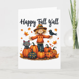 Scarecrow Happy Fall Y'all Thanksgiving Halloween Card