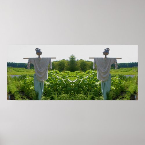 Scarecrow In Garden Field Mirror Abstract Poster