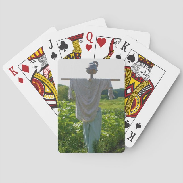 Scarecrow In Garden Field Nature  Poker Cards (Back)