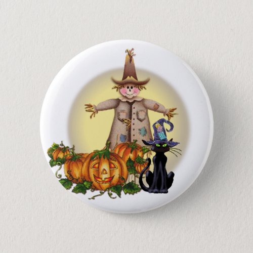 SCARECROW JACK  CAT by SHARON SHARPE Pinback Button