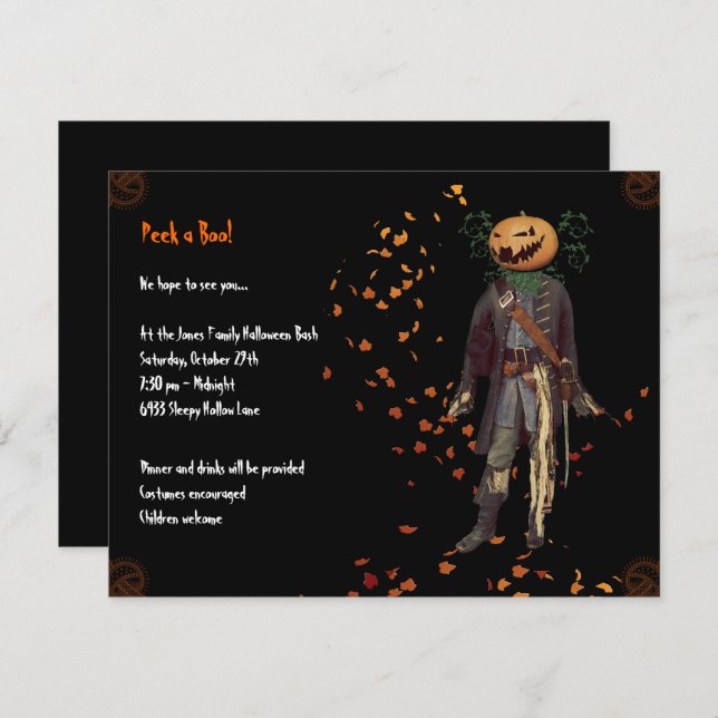 Scarecrow Jack Halloween Party Invitation (Front/Back)