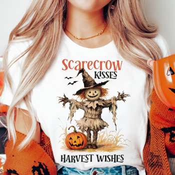 Scarecrow Kisses And Harvest Wishes Autumn T-shirt by VintageDawnings at Zazzle
