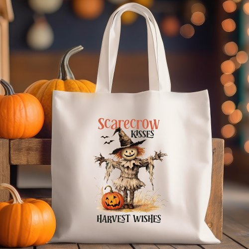 Scarecrow Kisses and Harvest Wishes Autumn Tote Bag