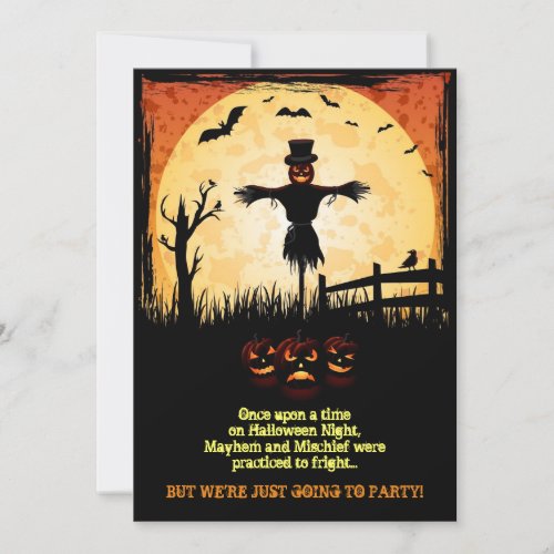 Scarecrow Moonlight Halloween Party Invites