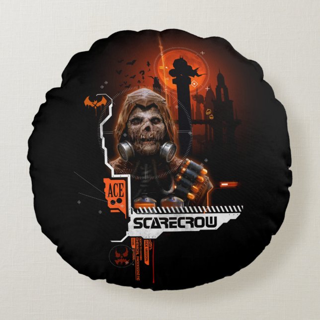 Scarecrow Orange Graphic Round Pillow (Front)