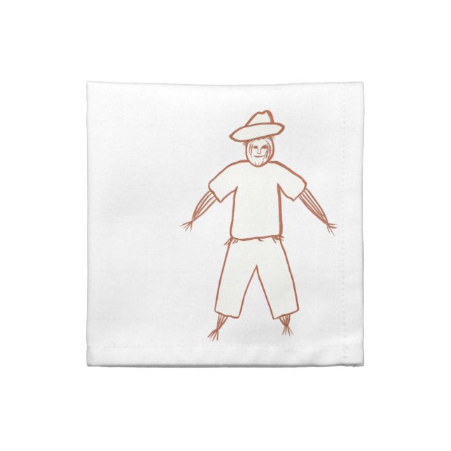 Scarecrow Outline Drawing Halloween  Napkins (Quarter Fold)