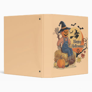 Scarecrow Pumpkin Halloween Rustic Vibes Art 3 Ring Binder