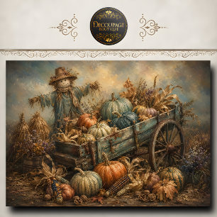 Scarecrow Pumpkin Harvest Wagon Decoupage Tissue Paper