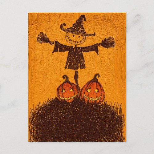 Scarecrow Pumpkin Postcard