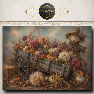 Scarecrow Pumpkin Wagon Fall Decoupage Tissue Paper