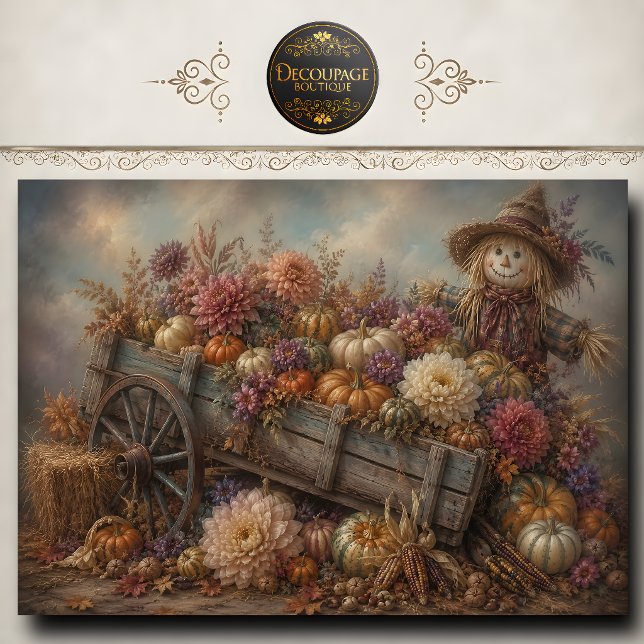 Scarecrow Pumpkin Wagon Fall Decoupage Tissue Paper (Scarecrow Pumpkin Wagon Fall Decoupage Tissue Paper)