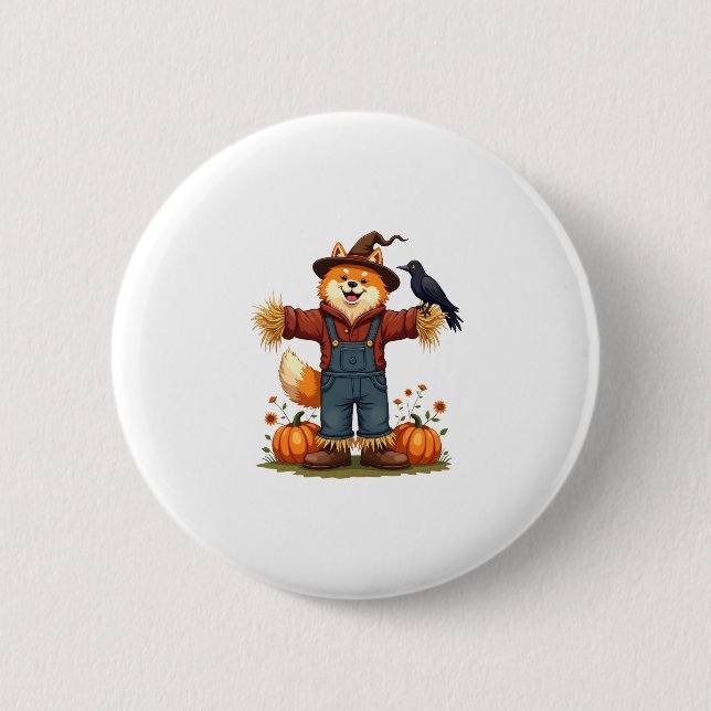 Scarecrow Samoyed Dog Button (Front)