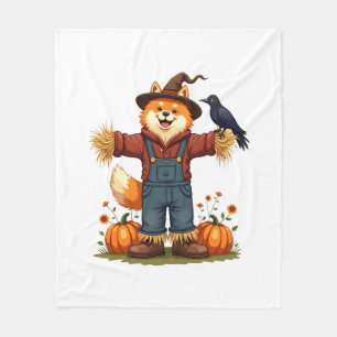 Scarecrow Samoyed Dog Fleece Blanket
