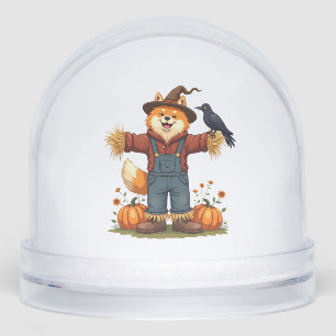 Scarecrow Samoyed Dog Snow Globe