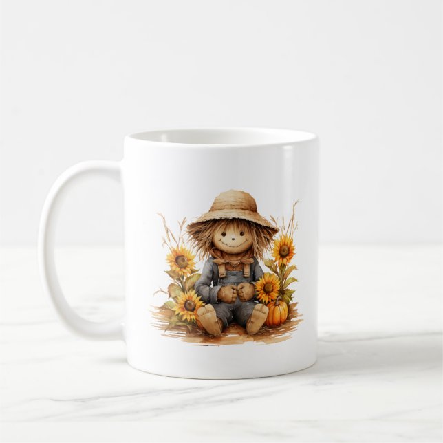 Scarecrow Sunflower  Coffee Mug (Left)