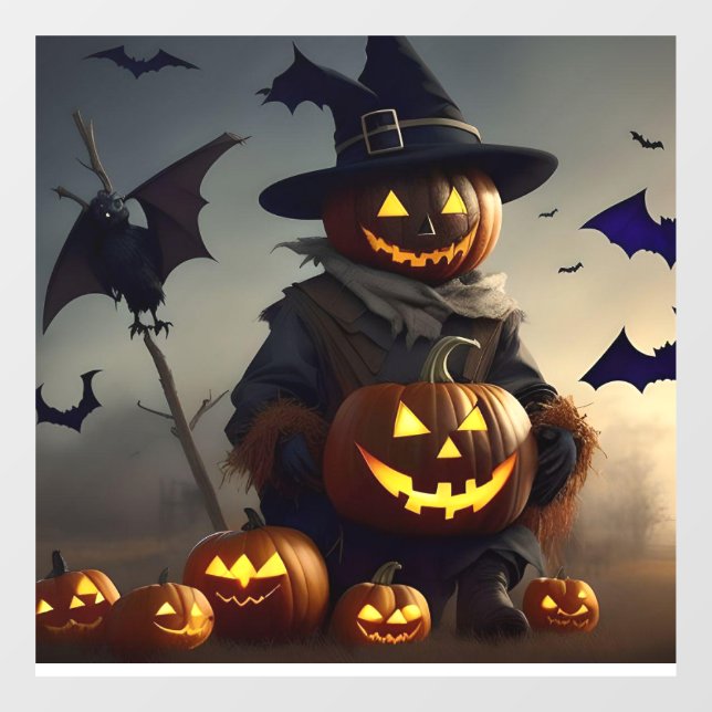 Scarecrow window cling on. Halloween decor (Sheet)