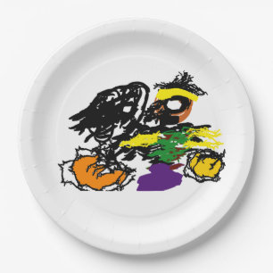 Scarecrow with like bird and crow paper plates
