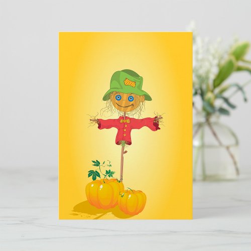 Scarecrow With Pumpkins Invitations