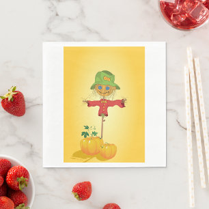 Scarecrow With Pumpkins Paper Napkins
