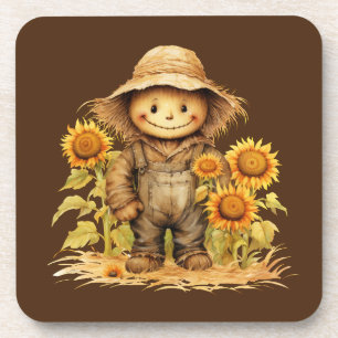 Scarecrow with Sunflower  Beverage Coaster