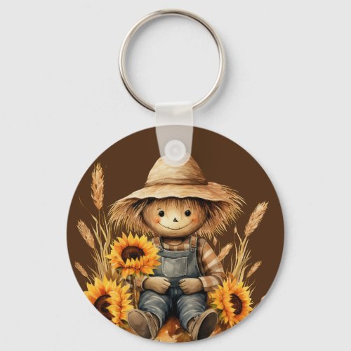 Scarecrow with Sunflower  Keychain