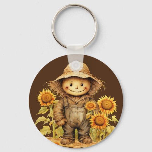 Scarecrow with Sunflower  Keychain