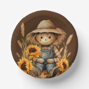 Scarecrow with Sunflower Paper Bowls