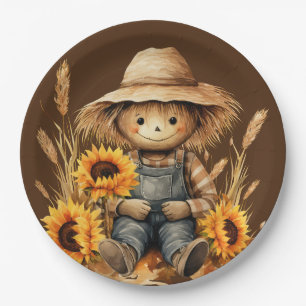 Scarecrow with Sunflower Paper Plates