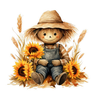 Scarecrow with Sunflower  Serving Tray