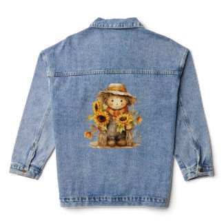 Scarecrow with Sunflowers Denim Jacket