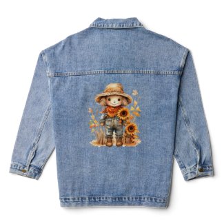 Scarecrow with Sunflowers Denim Jacket