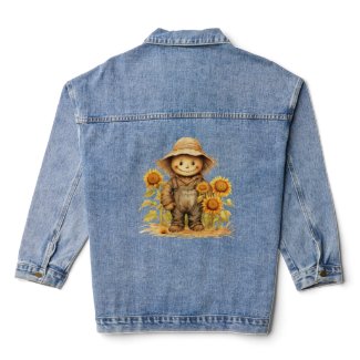 Scarecrow with Sunflowers Denim Jacket