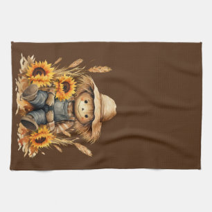 Scarecrow.With Sunflowers   Kitchen Towel