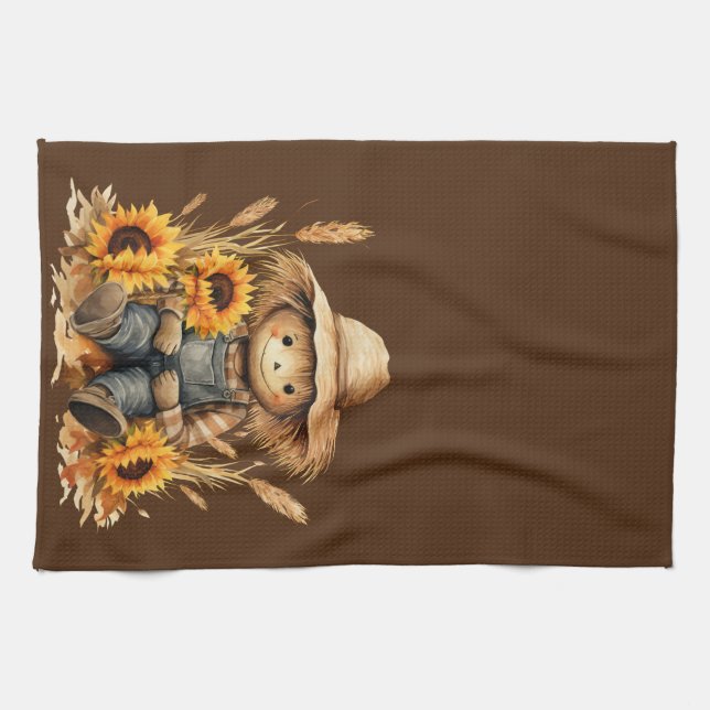 Scarecrow.With Sunflowers   Kitchen Towel (Horizontal)