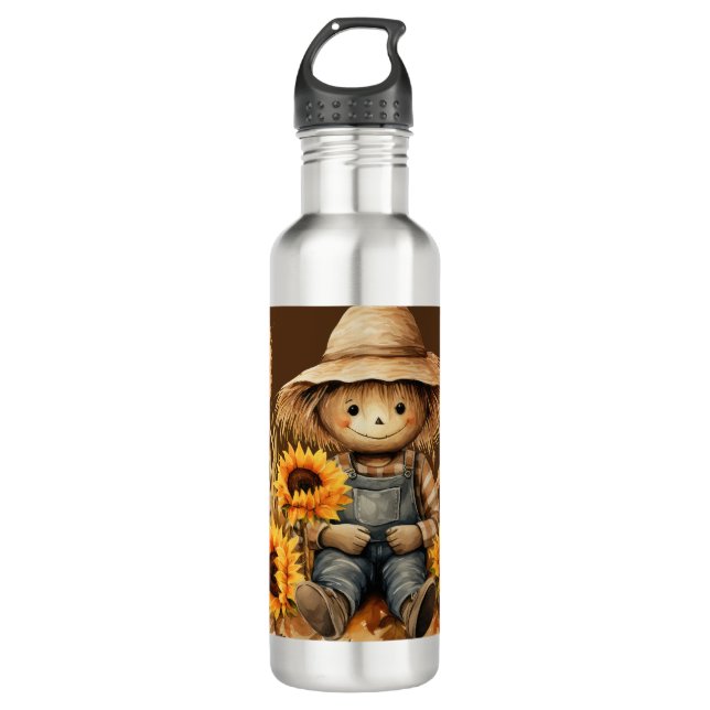 Scarecrow with Sunflowers  Stainless Steel Water Bottle (Front)