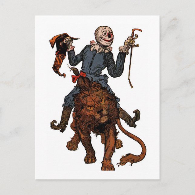 Scarecrows Gets A Ride From The Lion Postcard (Front)