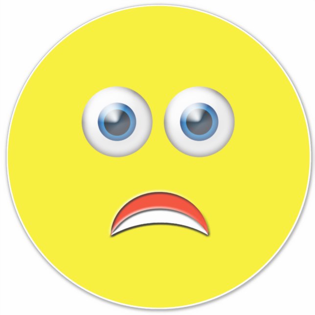 Scared Afraid Emoji Sticker (Front)