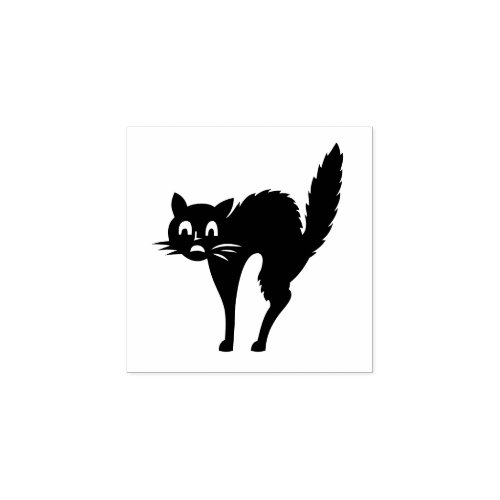 Scared Black Halloween Cat Kids Fun DIY Art Craft Rubber Stamp