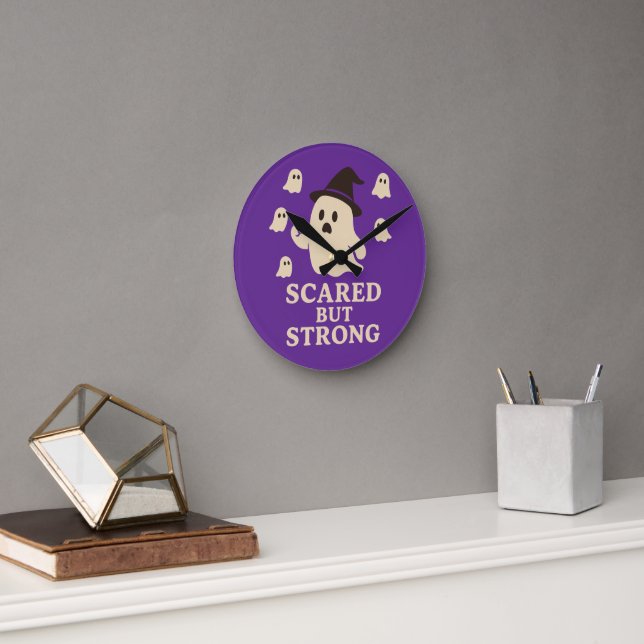Scared But Strong Round Clock (Office)