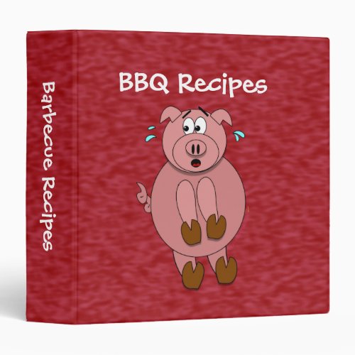 Scared Cartoon Pig Funny Barbecue Recipe Binder