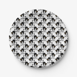 scared cat pattern paper plates