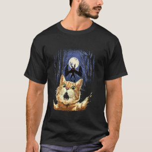 Scared Cat Selfie Cat With Mothman Monster Cryptid T-Shirt