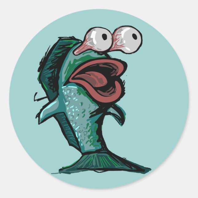 Scared Fish Classic Round Sticker (Front)